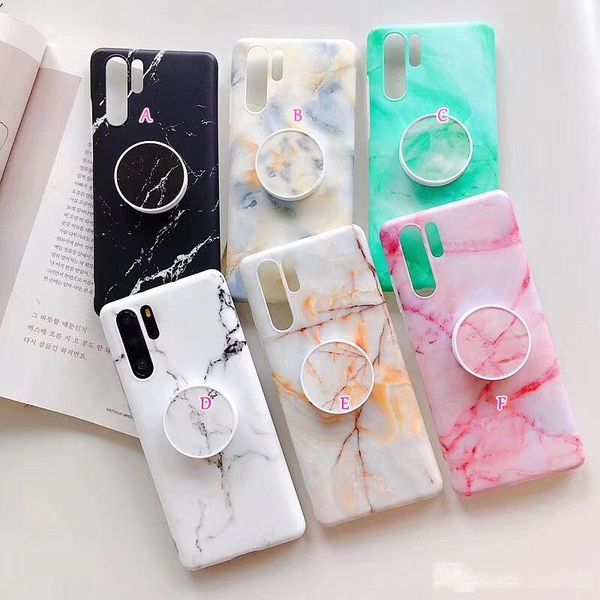 

marble matte frosted soft tpu case for samsung a10 a20 a50 a70 a750 huawei p30 lite p20 pro luxury rock cover with bracket grip ring holder