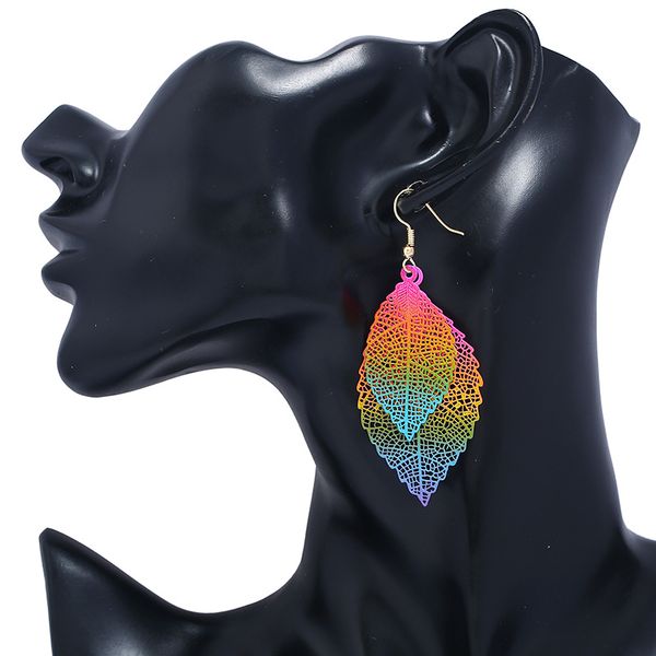

double layer leaf tassel earrings fashion alloy jewelry various colour chandelier earrings for women 925 silver earrings