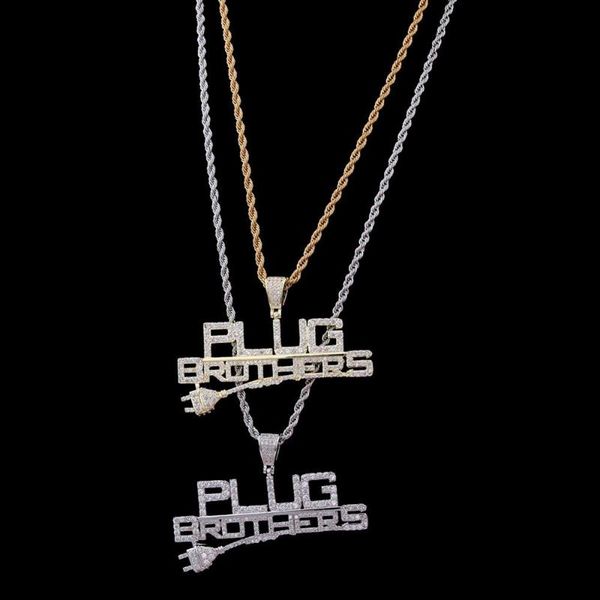 

pendant necklaces european and american trendy men's women's hip-hop letters pendant, copper inlaid zircon, Silver