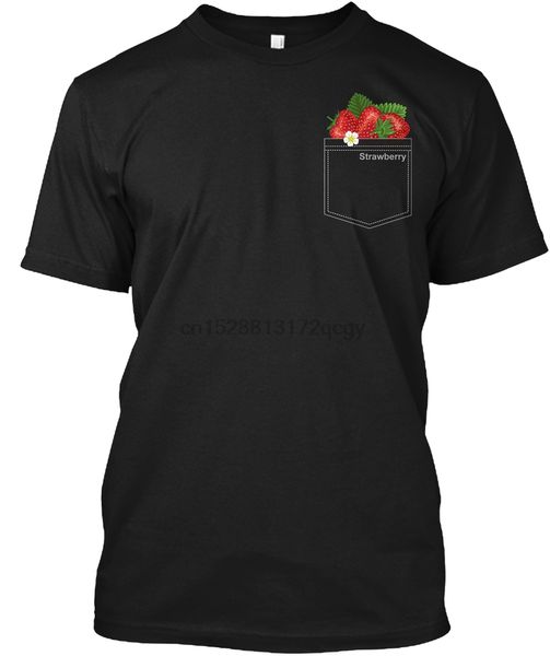 

men t shirt strawberry funny pocket print t shirt women t-shirt