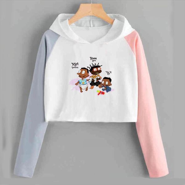 

crop hoodie sniper gang kodak hoodies women hip hop rap sweatshirt cool version street pullover hoodie poleron mujer, Black