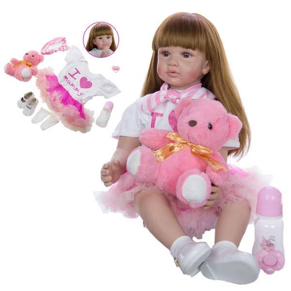 

60cm reborn baby doll toys for girl soft silicone exquisite princess toddler alive babies child birthday gift play house toy y200413