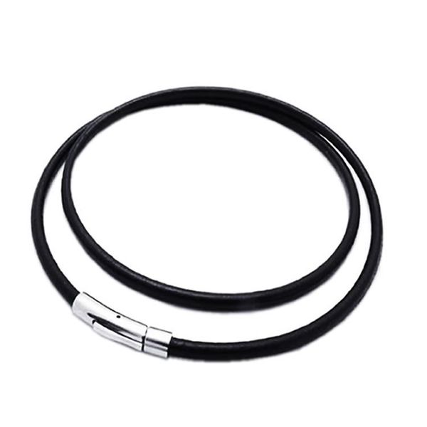 

2mm/3mm/4mm/5mm black color leather chokers necklaces for women men rope chain stainless steel magnetic clasp jewelry, Golden;silver