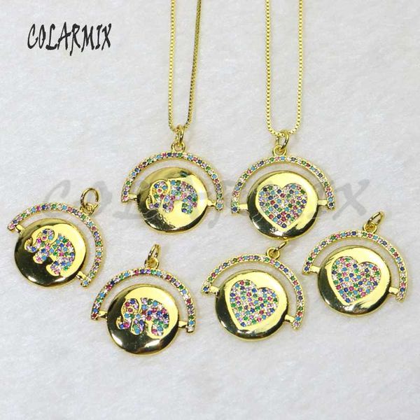 

chains 10 pcs whirling pendants necklace mix pattern random crystal heart elephant jewelry accessories for women 5665, Silver