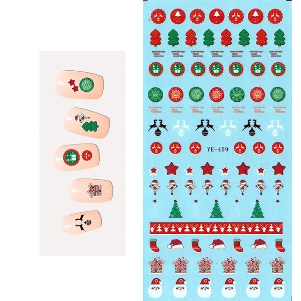 

1x water decal nail sticker christmas xmas birds deers gift box ye459-461, Black