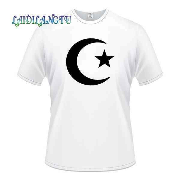 

wholesale islam muslim crescent symbol summer t-shirt short sleeve fashion fitness basic undershirt