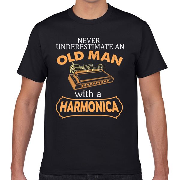 

t shirt men old man with harmonica harajuku geek short male tshirt xxxl