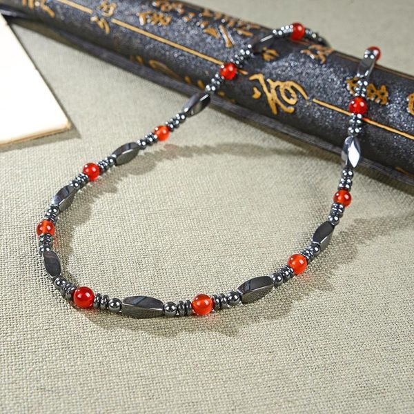 

natural hematite stone beads necklace for women agates beaded necklaces magnetic clasp choker chain party gifts jewelry b420, Golden;silver