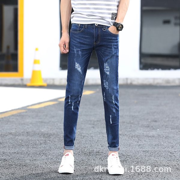 

slim fit stretch leggings new stretch sanding jeans men's business ankle-length casual tight casual tight pantspants men's pants 6, Blue