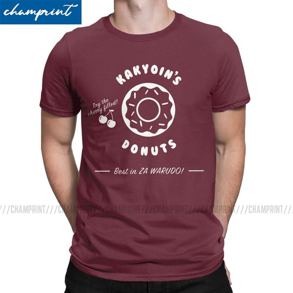 

kakyoin's donuts t shirt men novelty t-shirts round collar jojos bizarre adventure anime jjba manga tees short sleeve clothes