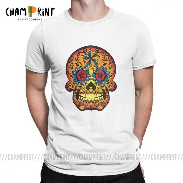 

fancy sugar skull t-shirts men halloween horrible leisure pure cotton tees round neck short sleeve t shirt new arrival clothing