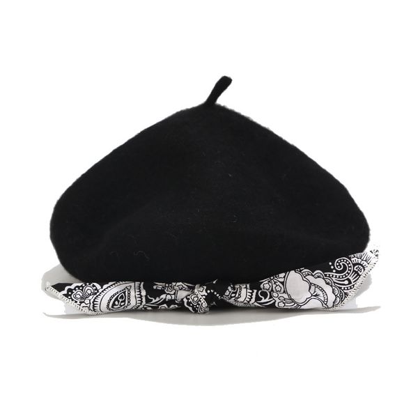 

berets beret hat women wool solid color silk retro plain warm elegant ladies winter, Blue;gray