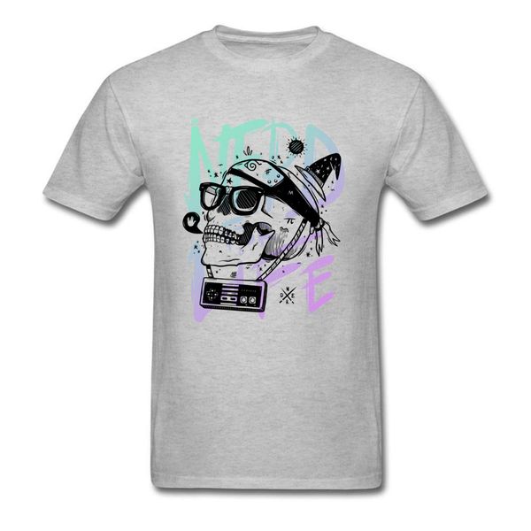 

men tshirts nerd for life t-shirt naruto ninja skull t shirt anime lover clothes cotton grey cassette print dj tees hip hop
