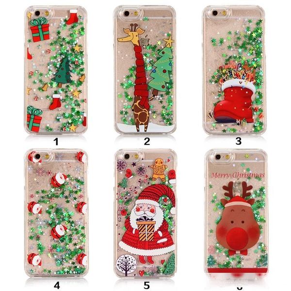 

2017 new merry christmas tree dynamic colorful quicksand glitter phone case for iphone 7 7plus 6 6s plus hard back cover coque