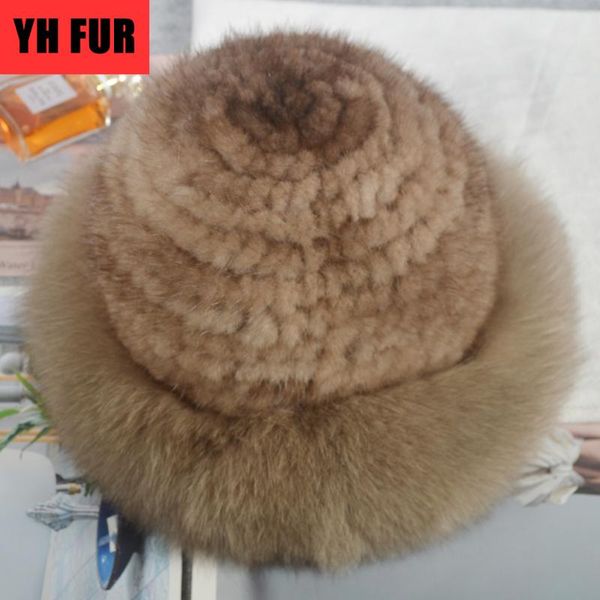 

russia winter warm soft luxury knit real genuine fur hats women real caps beanies party hat skullies, Blue;gray