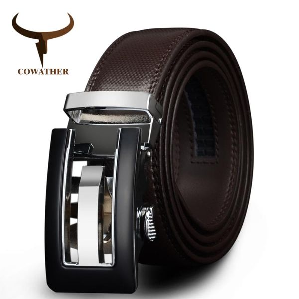 

belts cowather 2021 genuine leather for men brown black color metal automatic buckle strap male jeans cowboy cz045, Black;brown