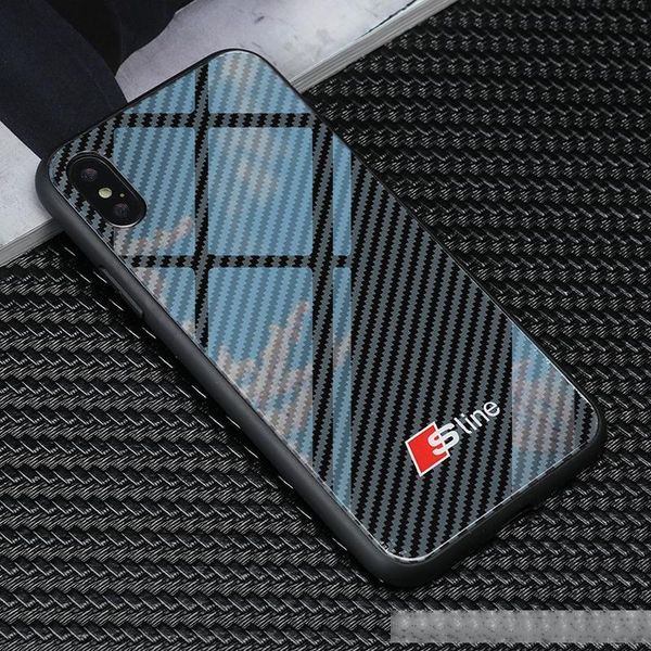 

luxury tempered glass audi sline phone case for iphone x xr xs max 7 6 6s 8 plus samsung galaxy s8 s9 s10 plus note 9