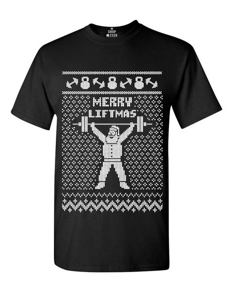 

мужская новое прибытие летний стиль merry liftmas t-shirt christmas party xmas гадкий gym обучение рубашки смешные футболки для мужчин