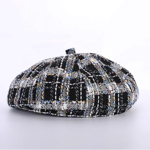 

новый японский плед береты женские летние тенденции тонкий ретро художника шляпу, Blue;gray