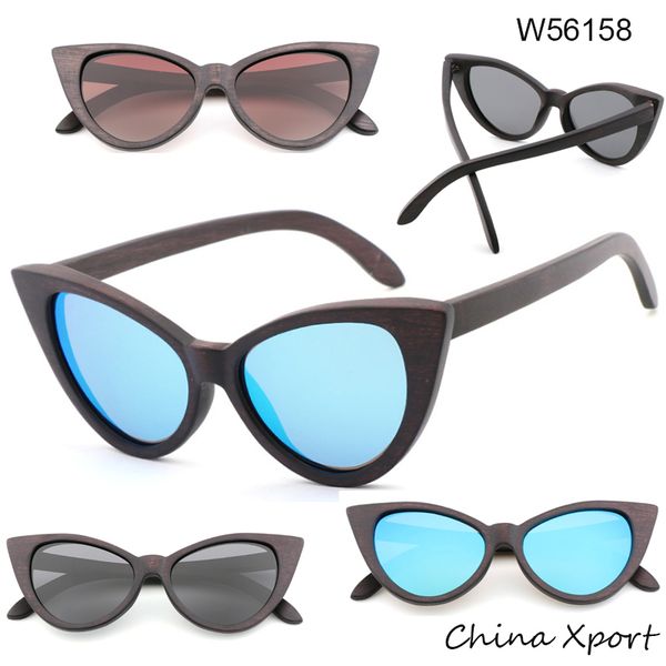 

sunglasses handmade du wood wooden frame polarized uv400 lens elegant vintage butterfly, White;black