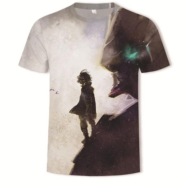 

new 3d printed cartoon character men's round neck short sleeve, Black;blue