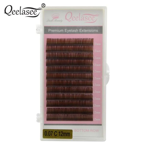 

false eyelashes qeelasee brown color eyelash extensions mink eyebrow maquiagem cilios c/d curls 1 tray/lot