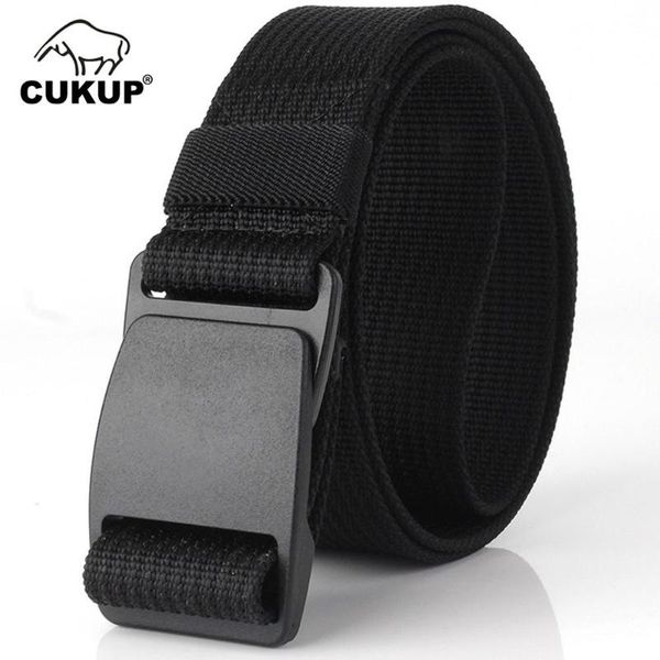 

cukup anti allergy waistband belts without metal security nylon outdoor thickening plastic buckle male casual belt 3.8cm cbck073, Black;brown
