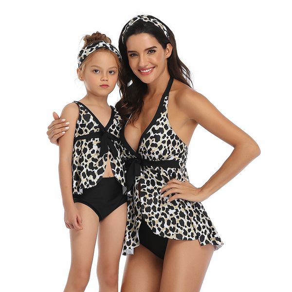

family matching outfits look flounce mother daughter swimwear swimming shorts sets mommy kids swimsuits, Blue