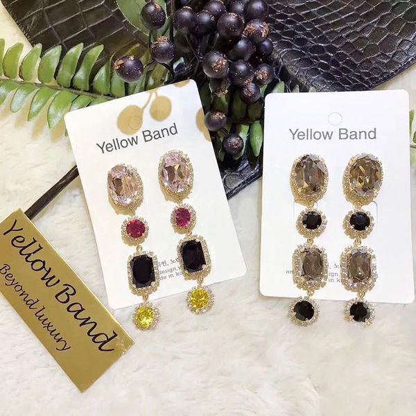 

dangle & chandelier mengjiqiao 2021 korean baroque colorful crystal long drop earrings for women elegant party shiny rhinestone square pendi, Silver