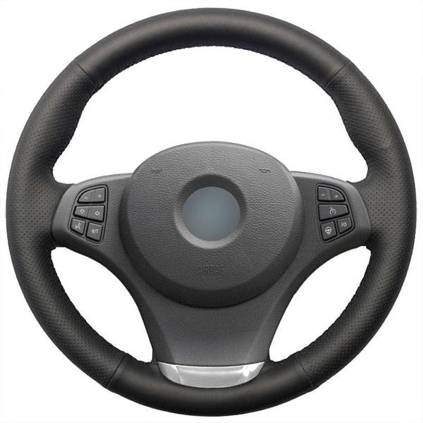 

hand-stitched black artificial leather car comfortable soft steering wheel cover for e83 x3 2003-2010 e53 x5 2004 2005 2006