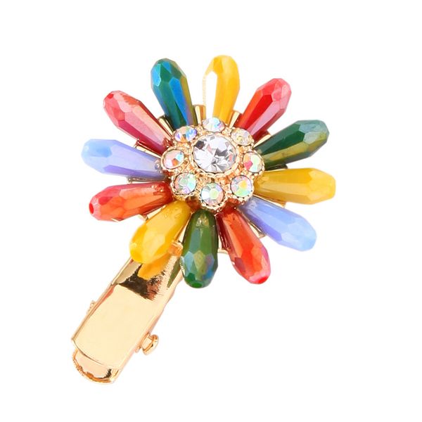 

pave crystal floral barrette hair jewelry accessories, Golden;silver