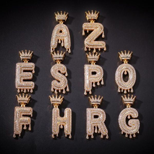 

pendant necklaces cross-border hip-hop copper inlaid zircon crown letter necklace factory direct sales, Silver