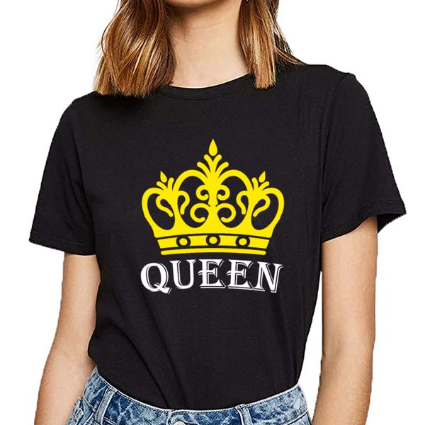 

t shirt women king and queen fashion white short female tshirt