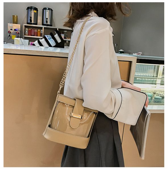 

women fashion solid transparent messenger flap handbag ladies fashion shoulder bag clear jelly crossbody pvc clutch