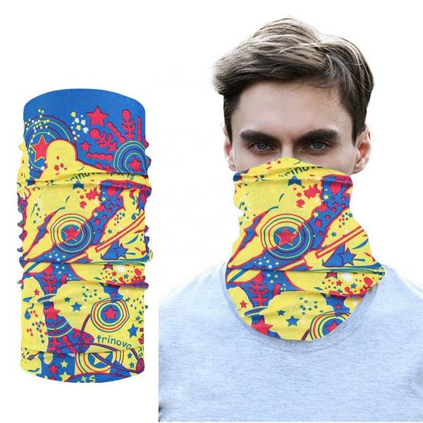 

cycling caps & masks printed women hijab scarf bohemian style elastic headband retro fashion bandana sports dust face mask magic kerchief, Black