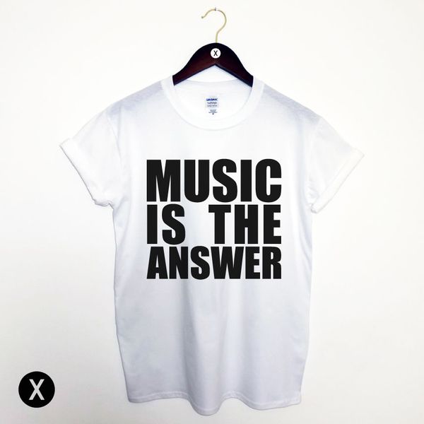 

music is the answer printed t shirt print cool swag hipster slogan 2020 man's op neck designer adults casual tee fitted shirt