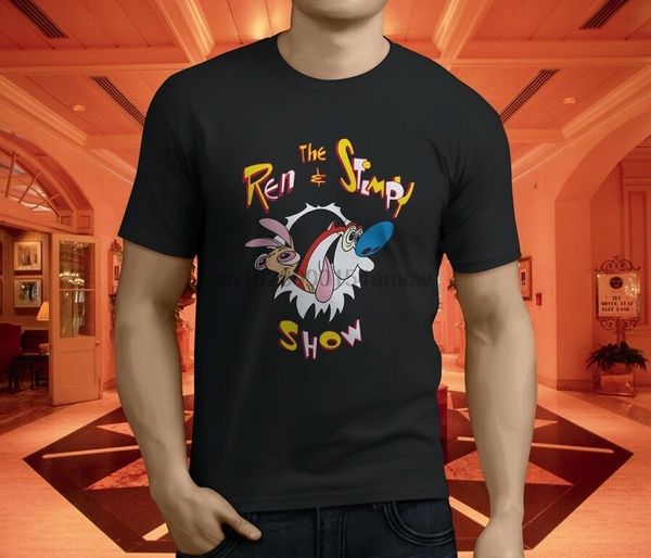 

new popular ren and stimpy show men's black t-shirt size s-3xl