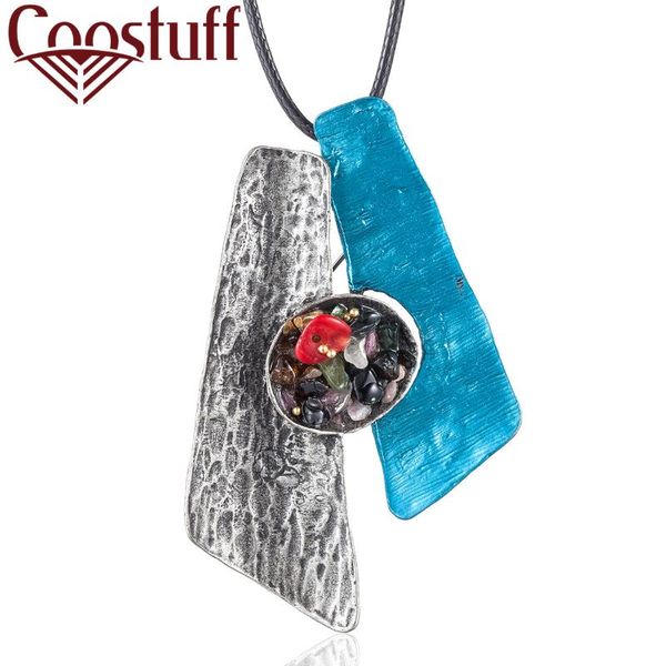 

2020 new vintage long necklace jewelry statement necklaces & pendants antique blue irregular colorful pendant, Silver