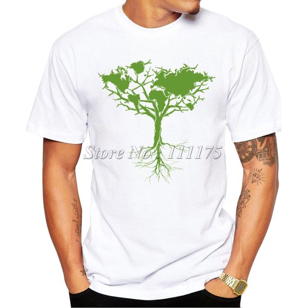 

men's 2019 fashion earth tree design t shirt boy cool hipster printed summer t-shirt