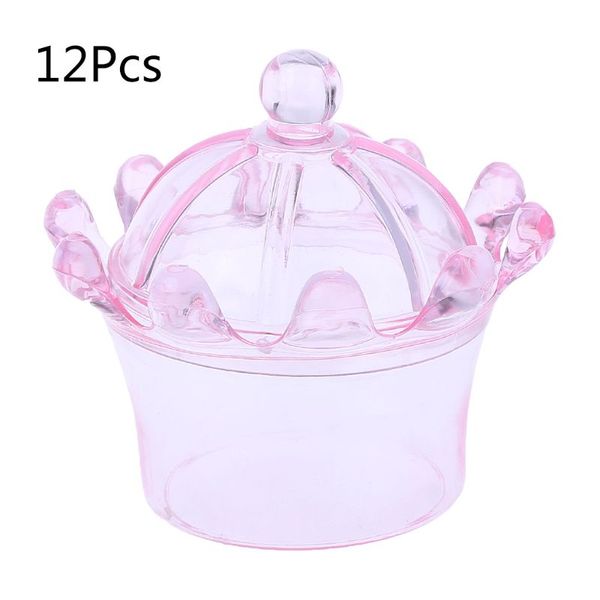

12pcs/set 12pcs/set transparent crown shaped candy boxes sweet plastic shaped case storage container colorful party wedding box