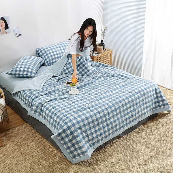

comforters & sets washed cotton plaid bedspread for single king size bed blanket summer winter throw children japan style quilt