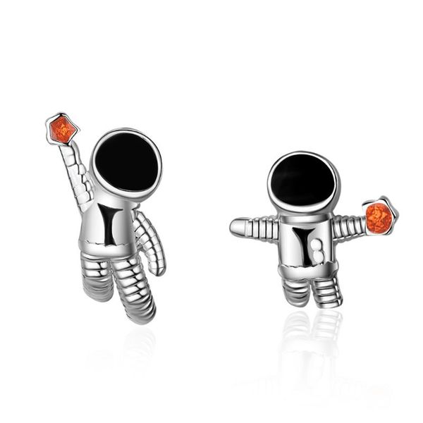 

stud 1 pair cute asymmetric space astronauts earrings women fashion, Golden;silver
