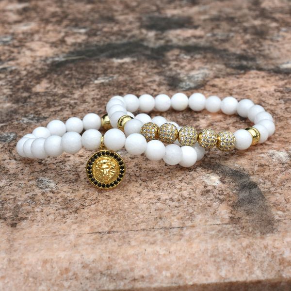 

nine forever beads lion bracelet men jewelry ball crown charms bracelets for women pulseira masculina femme bileklik, Golden;silver