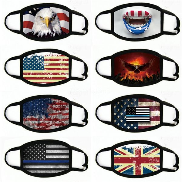 

riding face mask ice silk training triangle hanging ears face gini print american flag sunscreen bicycle dust facial cover ljjp283#561, Black