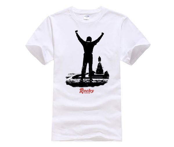 

men's cool short-sleeve fashion printed t-shirt arms raised rocky t shirt
