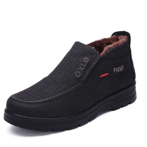 

new fashion men's winter shoes solid color snow boots plush insole warm warm waterproof ski boots size 38-47, Black