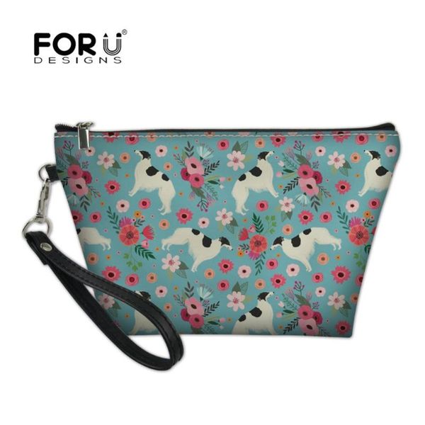 

forudesigns borzoi florals printing makeup bag for women portable travel organizer storage pouch toiletry bag wash beauty kit