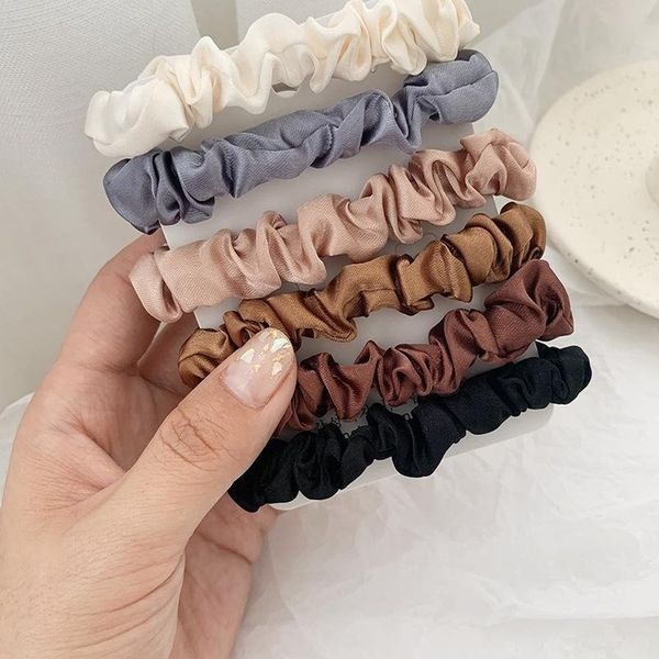 

6pcs Fashion Scrunchie Hairbands Solid Color Satin Elastic Ponytail Hair Ties Gift Headband For Women Girls Party Favors 2 2yq E1