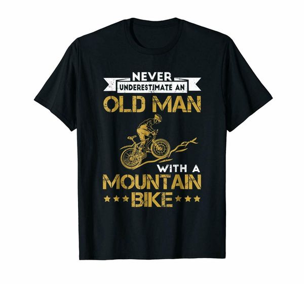 

black mens never underestimate an old man with a mountain bike tshirt homme plus size tee shirt