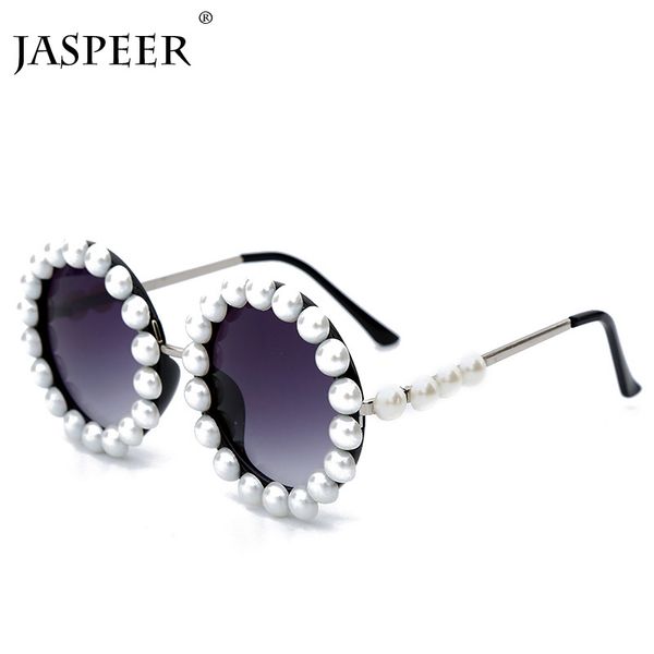 

jaspeer round pearl sunglasses women vintage sun glasses small frame designer men retro shades eyeglasses, White;black